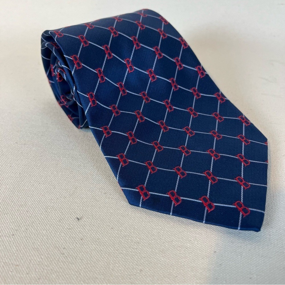 Official Boston Red Sox‎ Navy and Red Patterned B Men's Tie MLB Team Loyalty